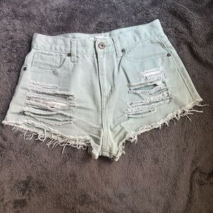 Forever 21 Light Blue Distressed Jean Shorts